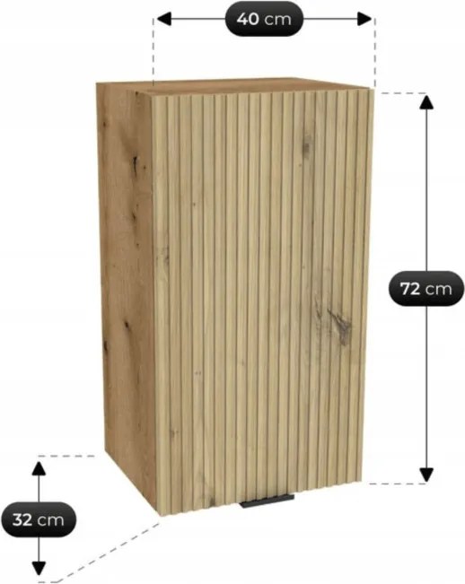 Zestaw Mebli Kuchennych MODERN 170 cm Dąb Artisan/Biały Połysk Ryflowany Nowoczesny