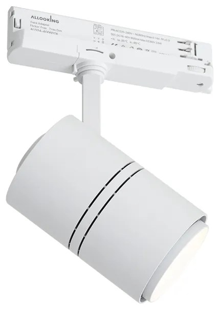 Nowoczesny reflektor szynowy biały do szyny 3-fazowej z LED - 3-Phase Ruler