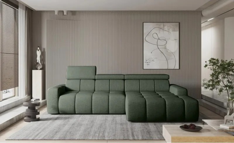 Narożnik ENZO S układ L z elektryczną regulacją siedziska Prawostronny z funkcją spania w ktaninie SORELLA 34 WERSAL