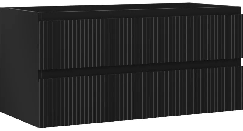 Mexen Rivel szafka łazienkowa podumywalkowa 100 cm, 2 szuflady, ryflowana , czarna mat - 91A20-10047-2-BFF71