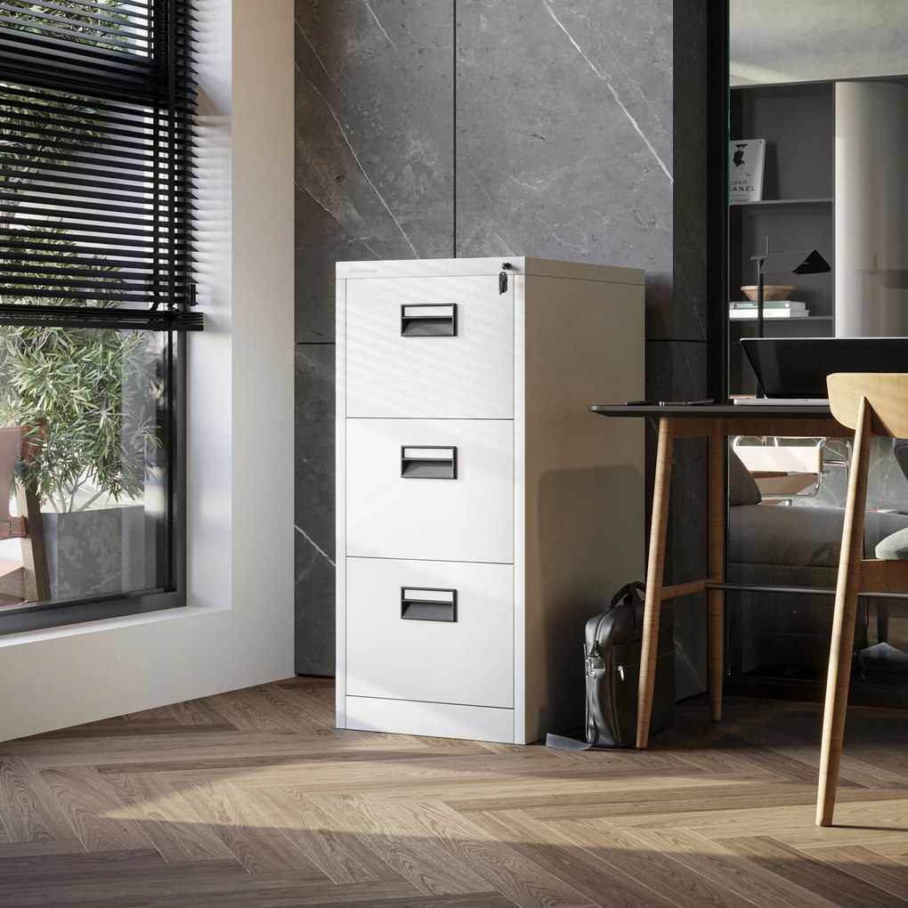 Szafa kartotekowa metalowa z 3 szufladami biała, 460x1020x620 mm: SARA