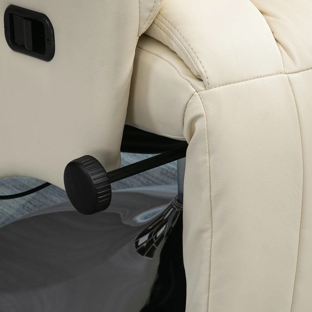 HOMCOM Fotel relaksacyjny, funkcja leżenia, wygląd skóry, podnóżek, do 150 kg, 78 x 80 x 109 cm, Kremowy | Aosom PL