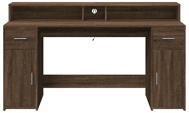 Biurko podświetlane 160 cm brązowy dąb H1-T58