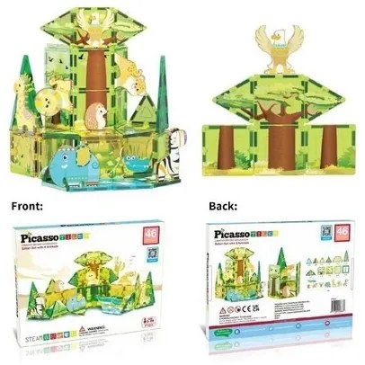 PicassoTiles magnetyczny zestaw konstrukcyjnySafari Set z 8 zwierzętami