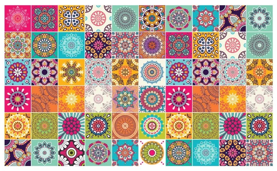 Zestaw 60 naklejek ściennych Ambiance Flow, 15x15 cm