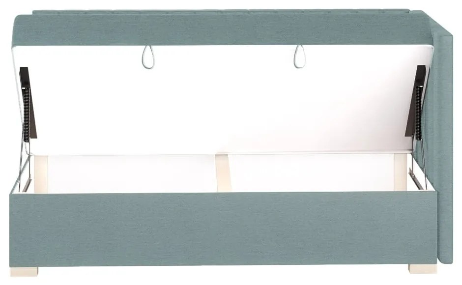 Niebieskie narożne łóżko dziecięce ze schowkiem i materacem 90x200 cm Snugi – Ghado