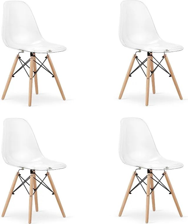 Krzesło Valora OSAKA z przezroczystymi naturalnymi nogami do salonu x4