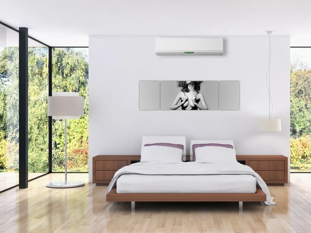 Obraz kobiety w czarnej sukience (170x50 cm)