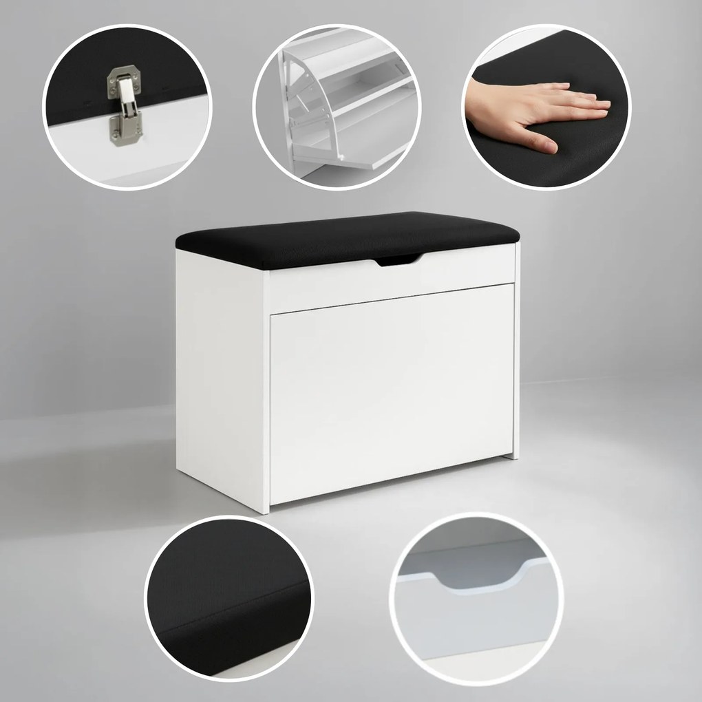 Szafka na buty z siedziskiem i wysuwanymi półkami VAULT, 57 x 30 x 53 cm