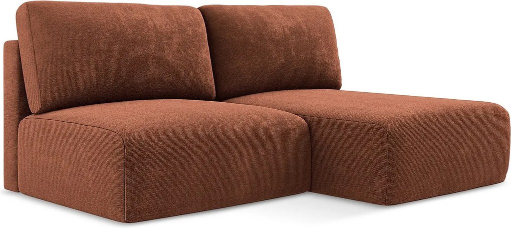 Otwarty Prawy narożnik z funkcją spania - z tkaniny szenilowej - terakota - KONA