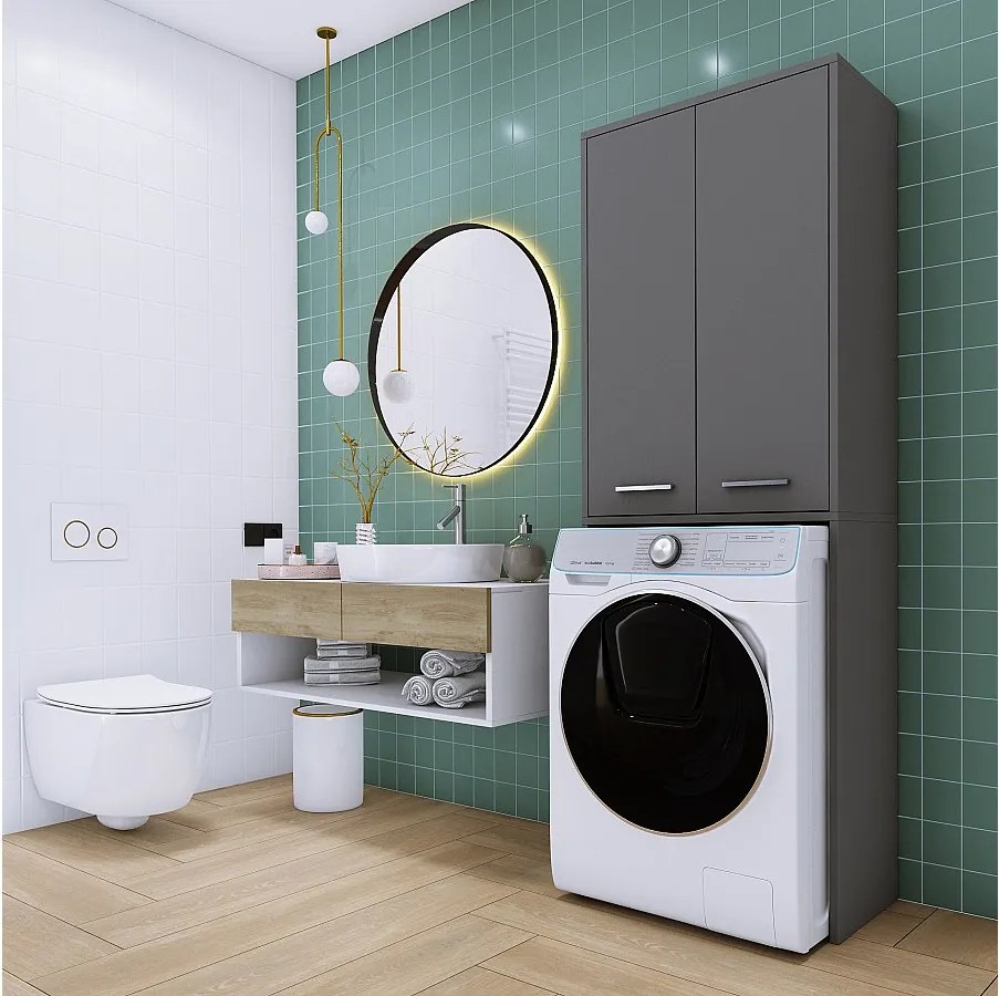 Szafka na pralkę, szara matowa, 31 x 64 x 180 cm