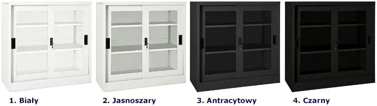 Antracytowa szafka do biura z przesuwnymi drzwiami D1-G46