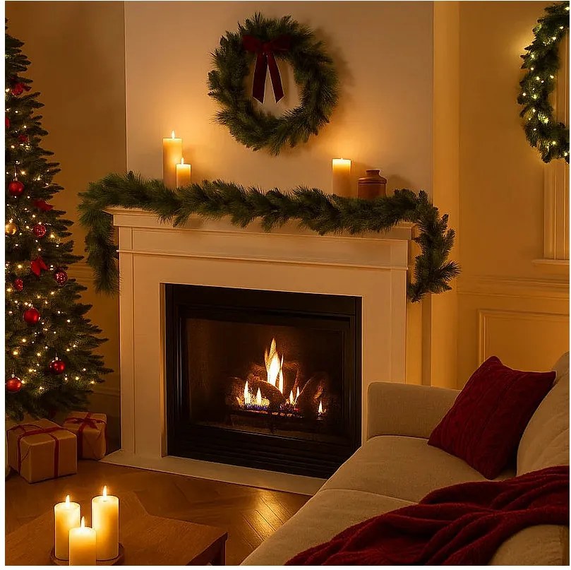 Girlanda świąteczna "Wesołych Świąt" z PVC i PP z efektem igieł sosnowych, 270 cm, realistyczna dekoracja w formie boa