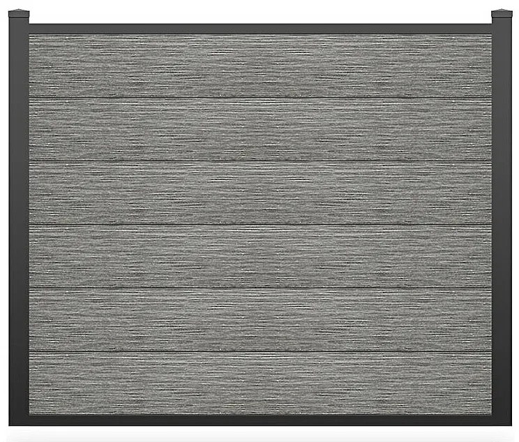 Panele ogrodzenia bez podmurówki wys. 156 cm – zestaw 6 kompozytowych lamel + 2 jasnoszare słupki – ENOLA