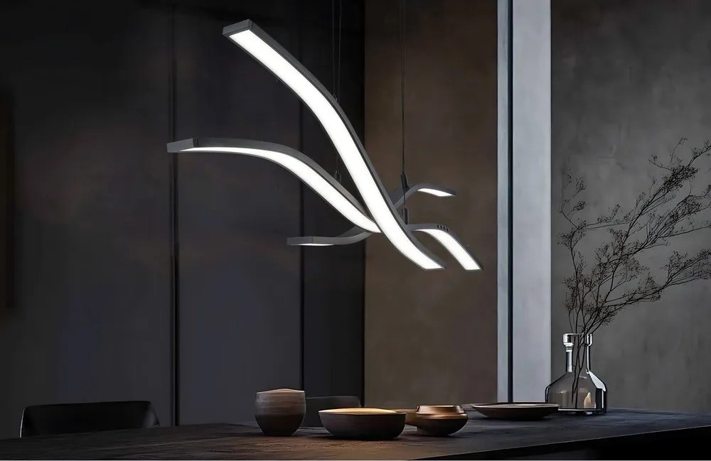 Metalowa lampa wisząca LED ze zdalnym sterowaniem/ze ściemniaczem w kolorze matowej czerni Spider – Trio Select