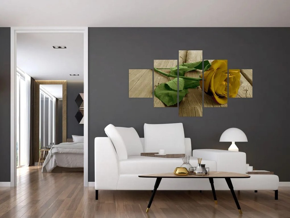 Obraz - Żółte róże w stylu vintage (125x70 cm)