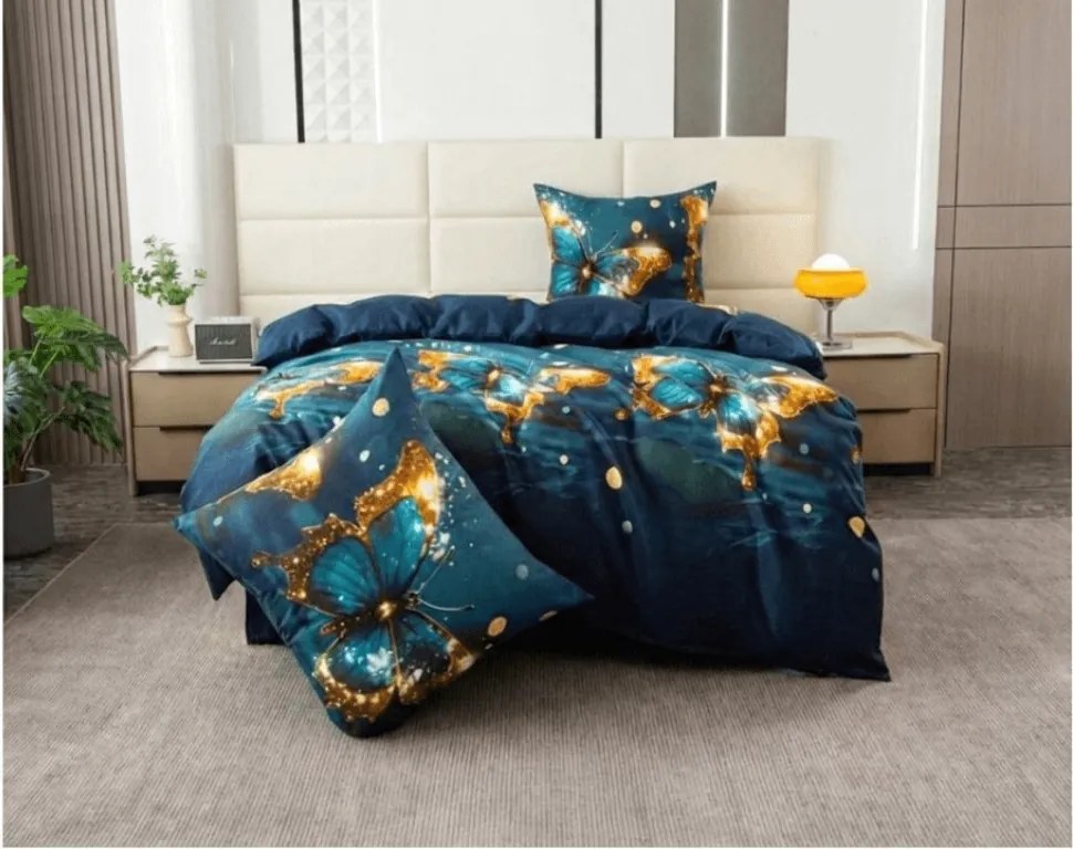 PrzytulneMieszkanie.pl PrzytulneMieszkanie.pl Pościel z mikrofibry MYSTIC BUTTERFLY niebieska Rozmiar pościeli: 70 x 80 cm | 140 x 200 cm