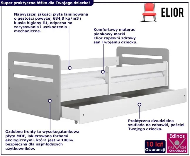 Łóżko dla dziecka z materacem mix 80x140 T2-M21