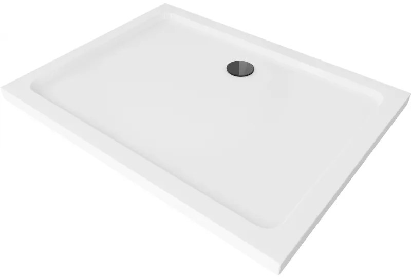 Mexen Flat brodzik prostokątny slim 140 x 80 cm, biały, syfon czarny - 40108014B