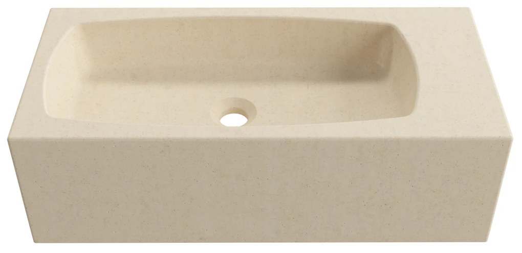 Umywalka betonowa prostokątna bez otworu na baterię 65 x 30 cm z półką ZALM i konsola