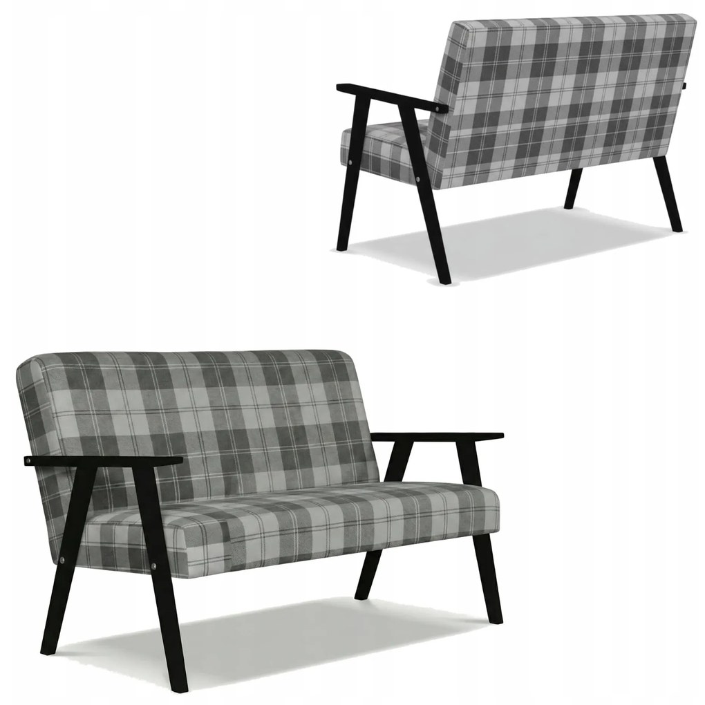 Sofa w stylu PRL retro vintage SOLER Family Meble krata szara