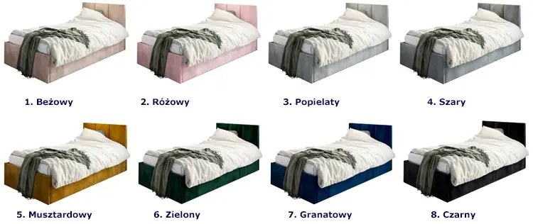 Beżowe welwetowe łóżko z zagłówkiem Barnet 6X - 4 rozmiary