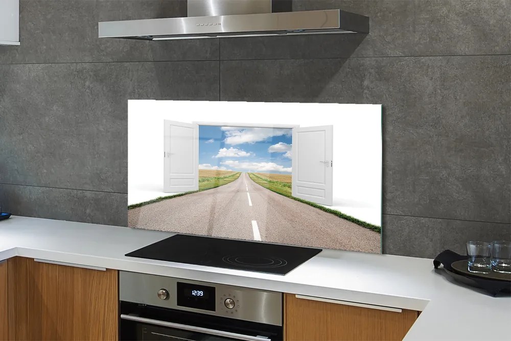 Szkło do Kuchni na Ścianę Surrealistyczna Droga do Drzwi