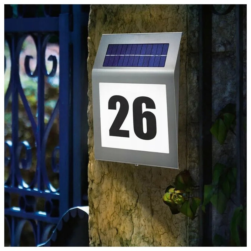 PODŚWIETLANY Numer Domu Budynku Lampka SOLARNA Tabliczka AUTOMAT Cyfry Litery