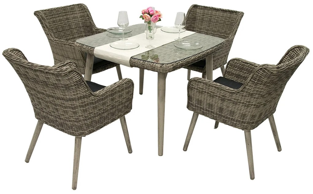 Zestaw rattanowy ogrodowy VICTORIA MINI 1+4 (szary)