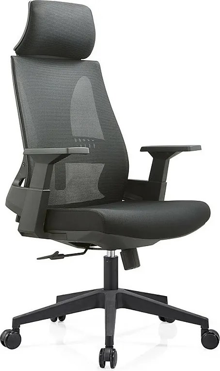 Fotel biurowy z regulacją wysokości - tkanina i siatka - czarny - DASTON