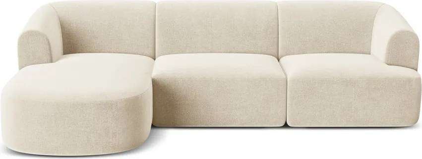 Beżowy aksamitny narożnik (lewostronny/z szezlongiem) Campi – Cosmopolitan Design