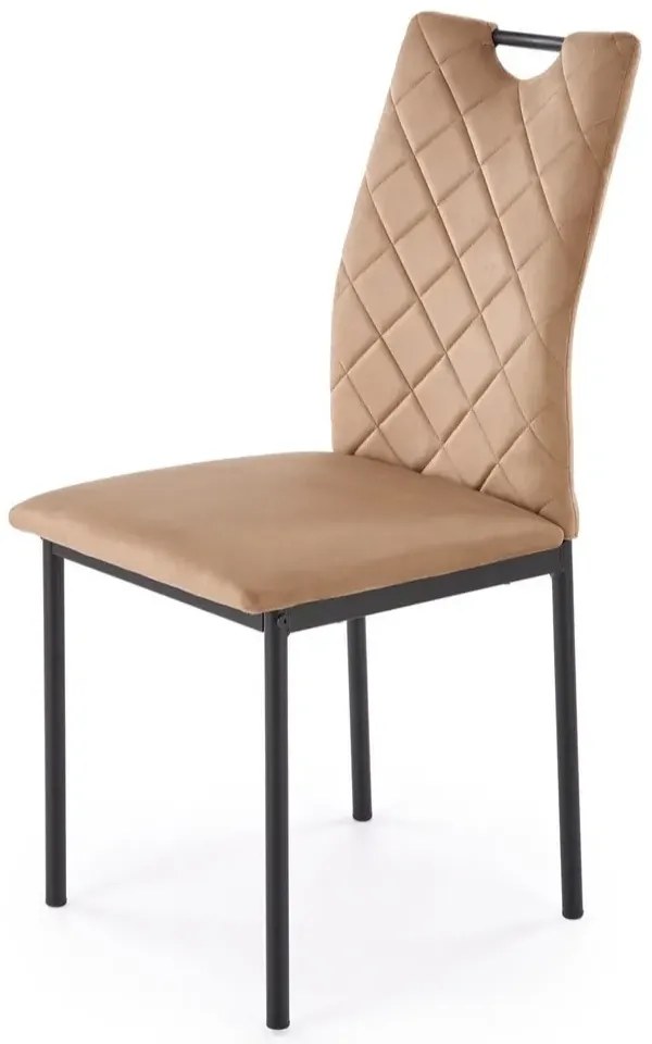 Krzesło tapicerowane K577 VELVET beżowe/czarne HALMAR