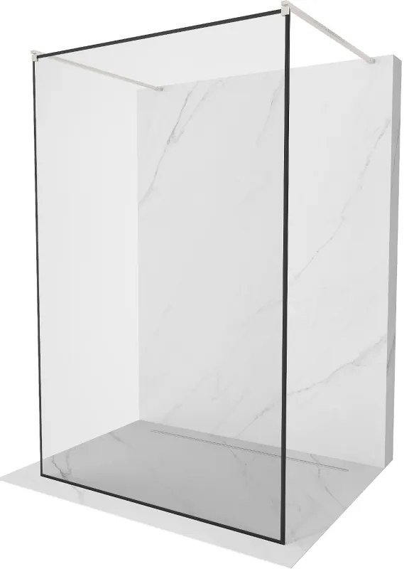 Mexen Kioto ścianka prysznicowa wolnostojąca 110 x 200 cm, czarna ramka 8 mm, nikiel szczotkowany - 800-110-002-97-70