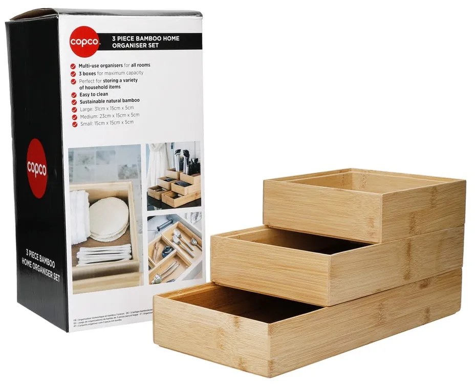 Bambusowe organizery do szuflad zestaw 3 szt. Copco – Kitchen Craft