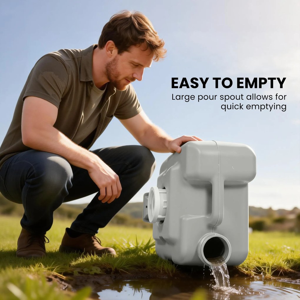 HOMCOM Przenośna toaleta kempingowa, maks. obciążenie 147 kg, 20L, do kempingu, wędrówek, podróży, wędkowania, 41,5 x 36,5 x 42 cm, szara | Aosom PL