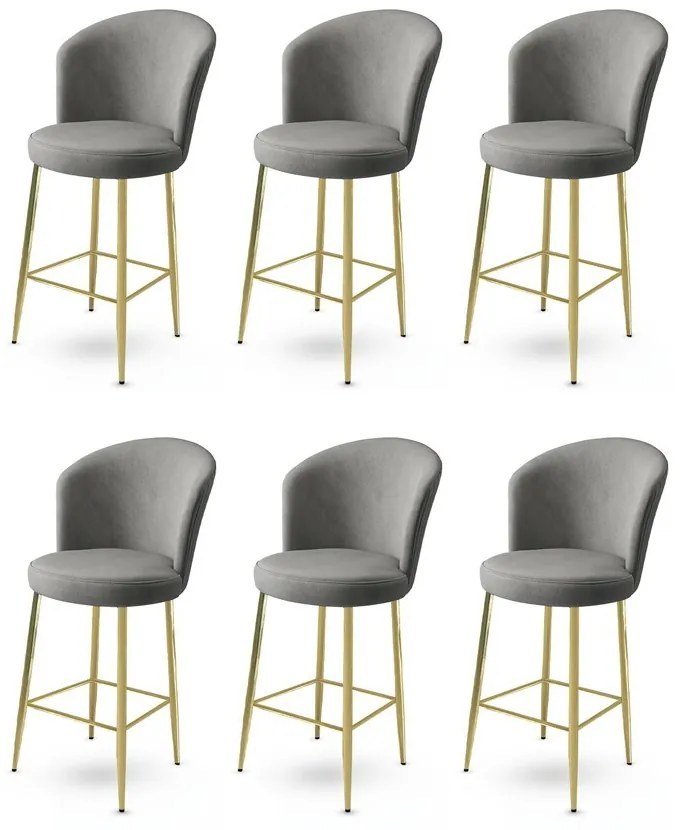 Zestaw krzeseł barowych Fora Grey and Gold, 6 szt., 6 szt.