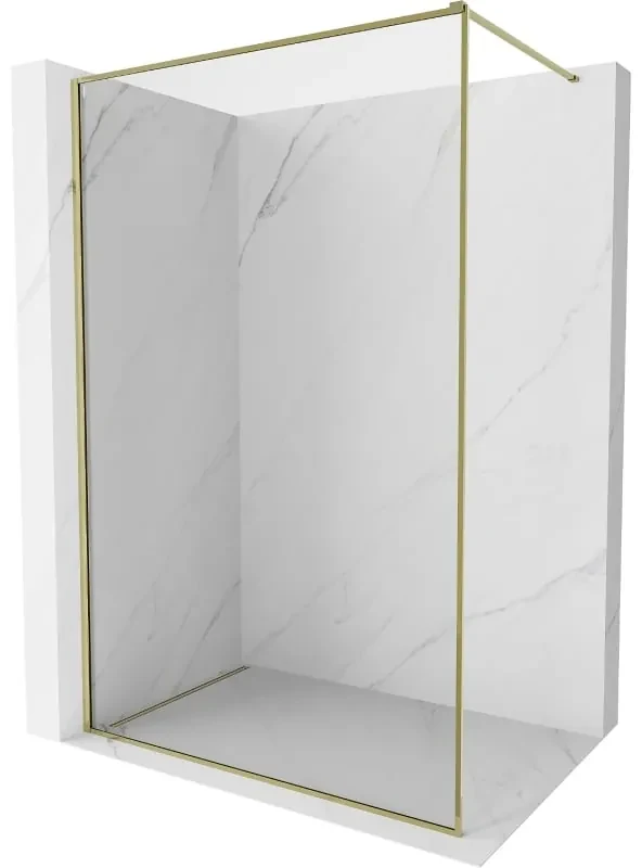 Mexen Kioto-F ścianka prysznicowa Walk-in z ramką 130 x 202 cm, transparent 8 mm, złota - 800-130-104-50-00