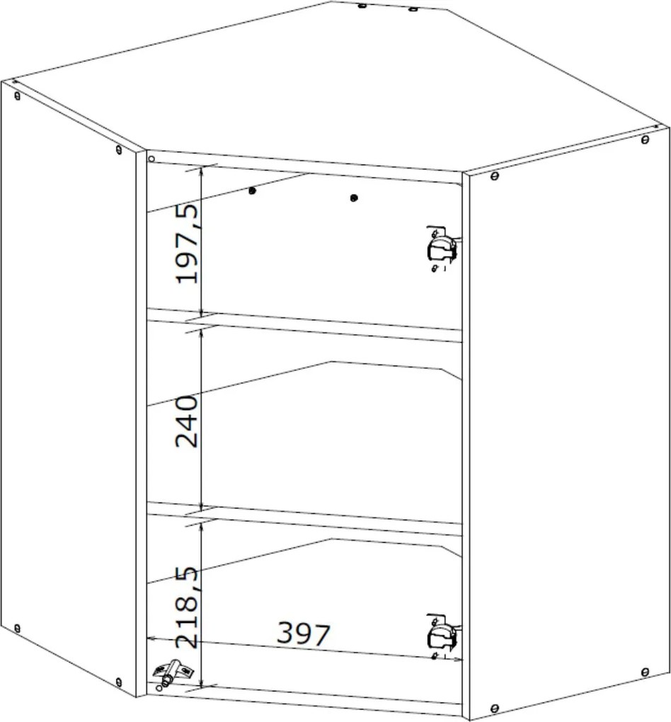 Kuchenna szafka modułowa wisząca narożna BELLA GN-60/72 beżowy połysk