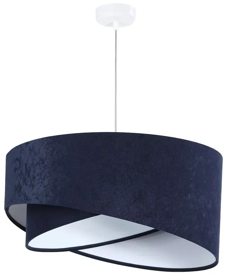 Granatowo-biała lampa wisząca welurowa - 3X EX985 S6-P29