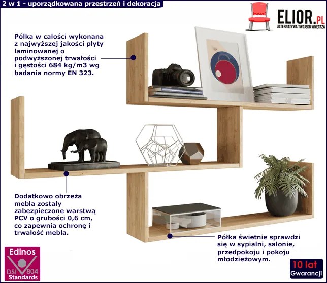 Półka wisząca trzypoziomowa dąb sonoma F8-H35