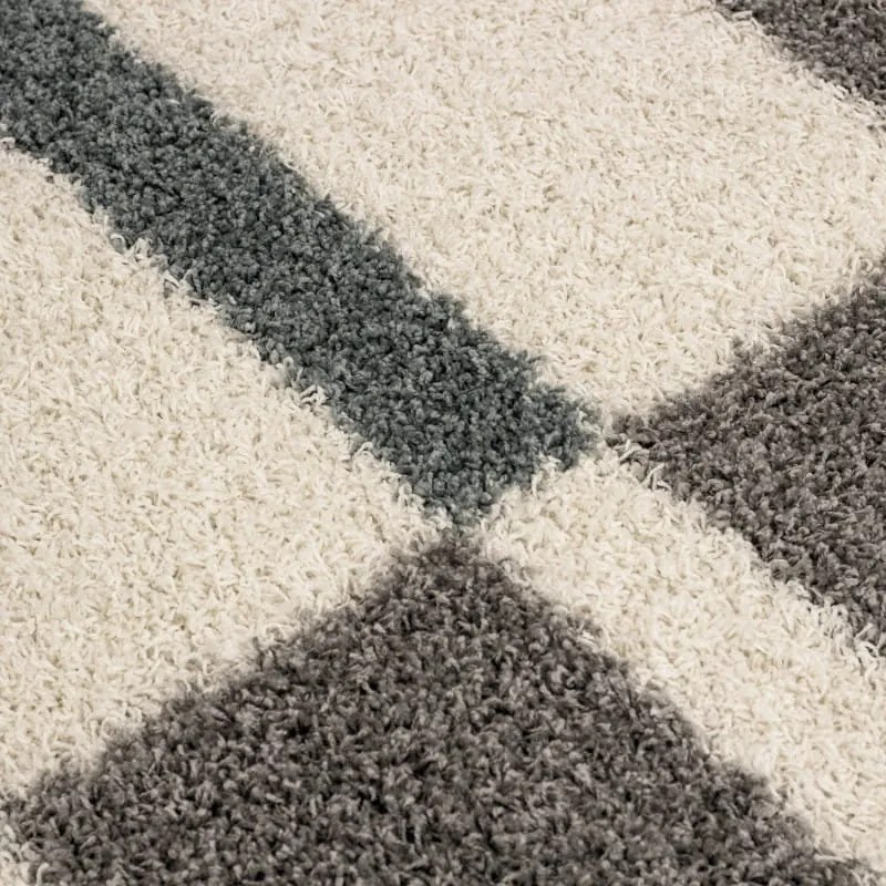 Dywan shaggy Gala szaro-kremowo-turkusowy 80 cm x 250 cm