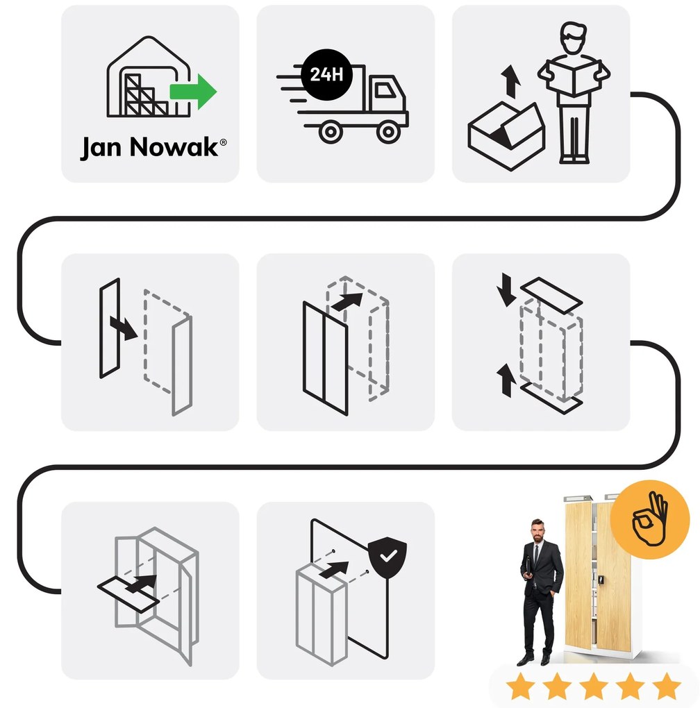 Szafa na dokumenty biała/złoty dąb: Eco Design JAN H