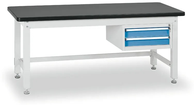 Stół warsztatowy BL z szafką na narzędzia, blat MDF + PCV, 2 szuflady, 1800 x 750 x 800 mm