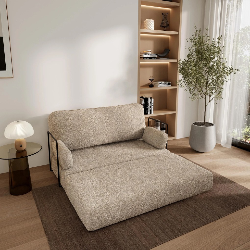 Masseno Sofa piankowa KESTE z funkcją spania, Kanapa z pianki do salonu, Bezmontażowa, Tkanina bucle – Beżowy QUELLE 05