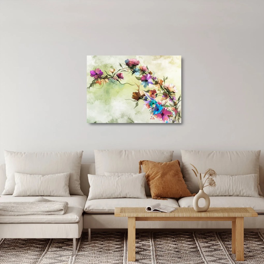 Obraz na szkle - malowidło pnącej się kwiaty (70x50 cm)