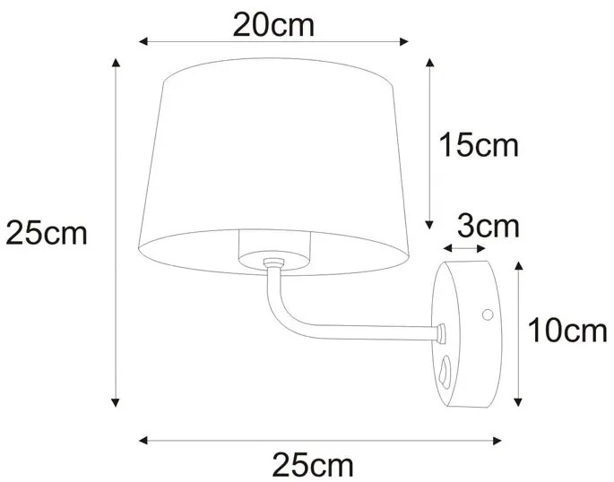 Czarny klasyczny kinkiet z włącznikiem - S914 F1-M44