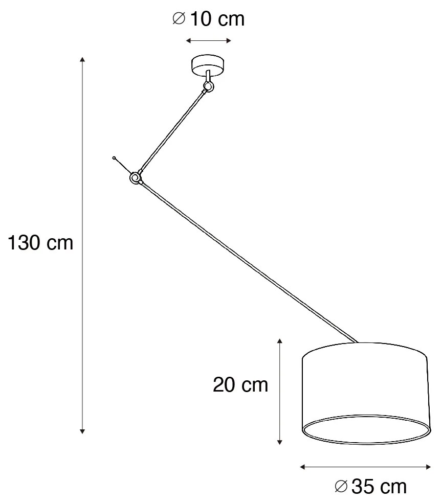 Lampa wisząca Czarna z aksamitnym kloszem Taupe 35 cm - Blitz