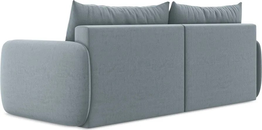 Niebieska aksamitna rozkładana/ze schowkiem sofa 238 cm Kalena – Makamii