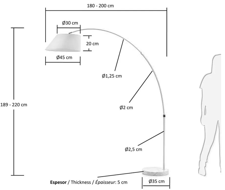 Biała lampa stojąca z tekstylnym kloszem (wysokość 189 cm) May – Kave Home
