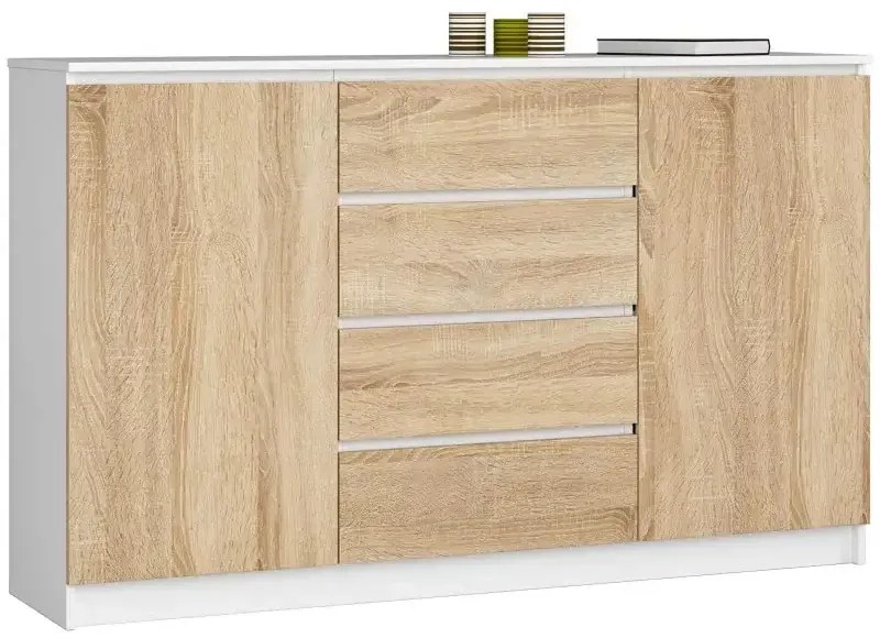 Skandynawska komoda do salonu biały + dąb sonoma F7-Z81